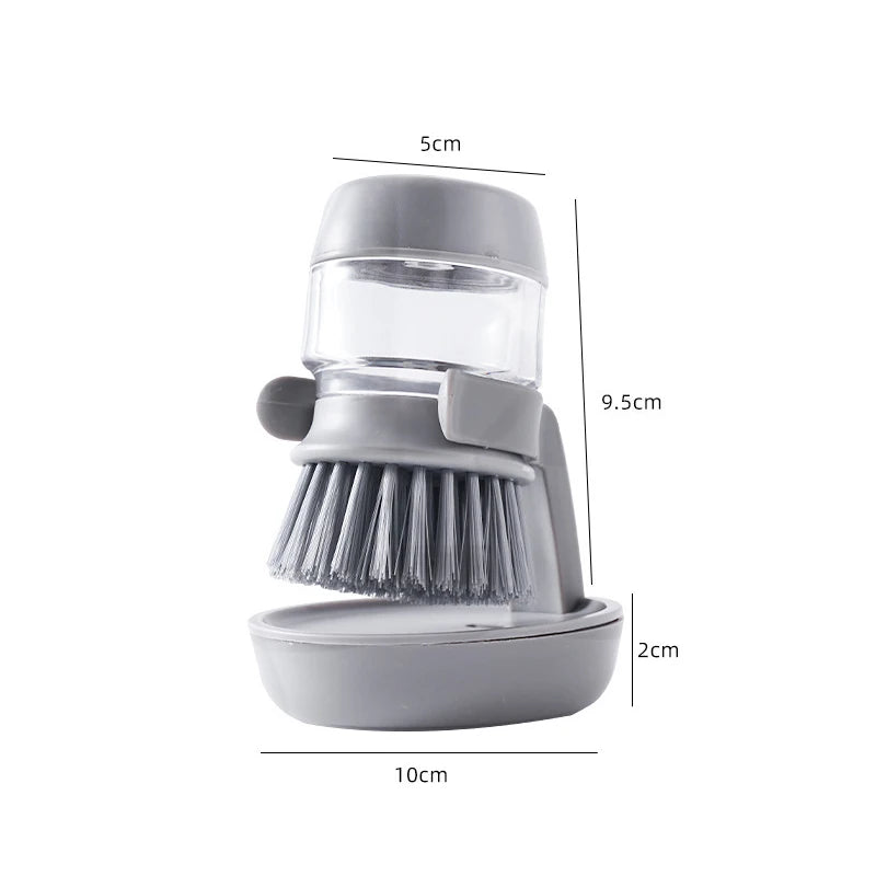 Dish Brush with Soap Dispenser Palm Brush Dish Washing Kitchen Scrub Brushes with Holder Drip Tray