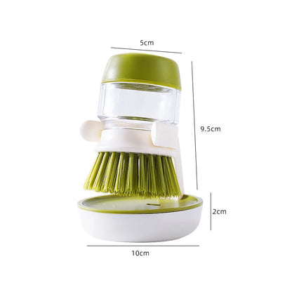 Dish Brush with Soap Dispenser Palm Brush Dish Washing Kitchen Scrub Brushes with Holder Drip Tray